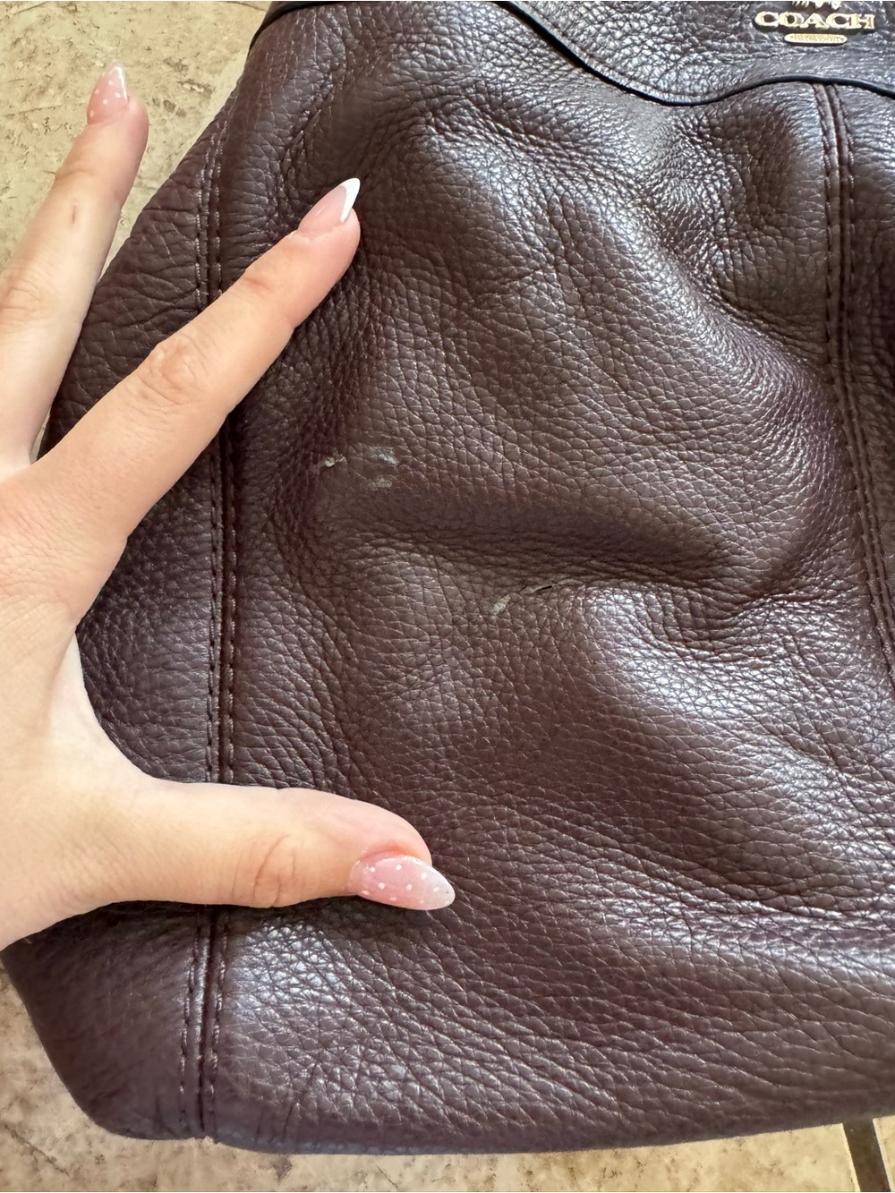 Coach Dark Brown Pebbled Leather Shoulder Bag with Gold Hardware - Picture 4 of 4